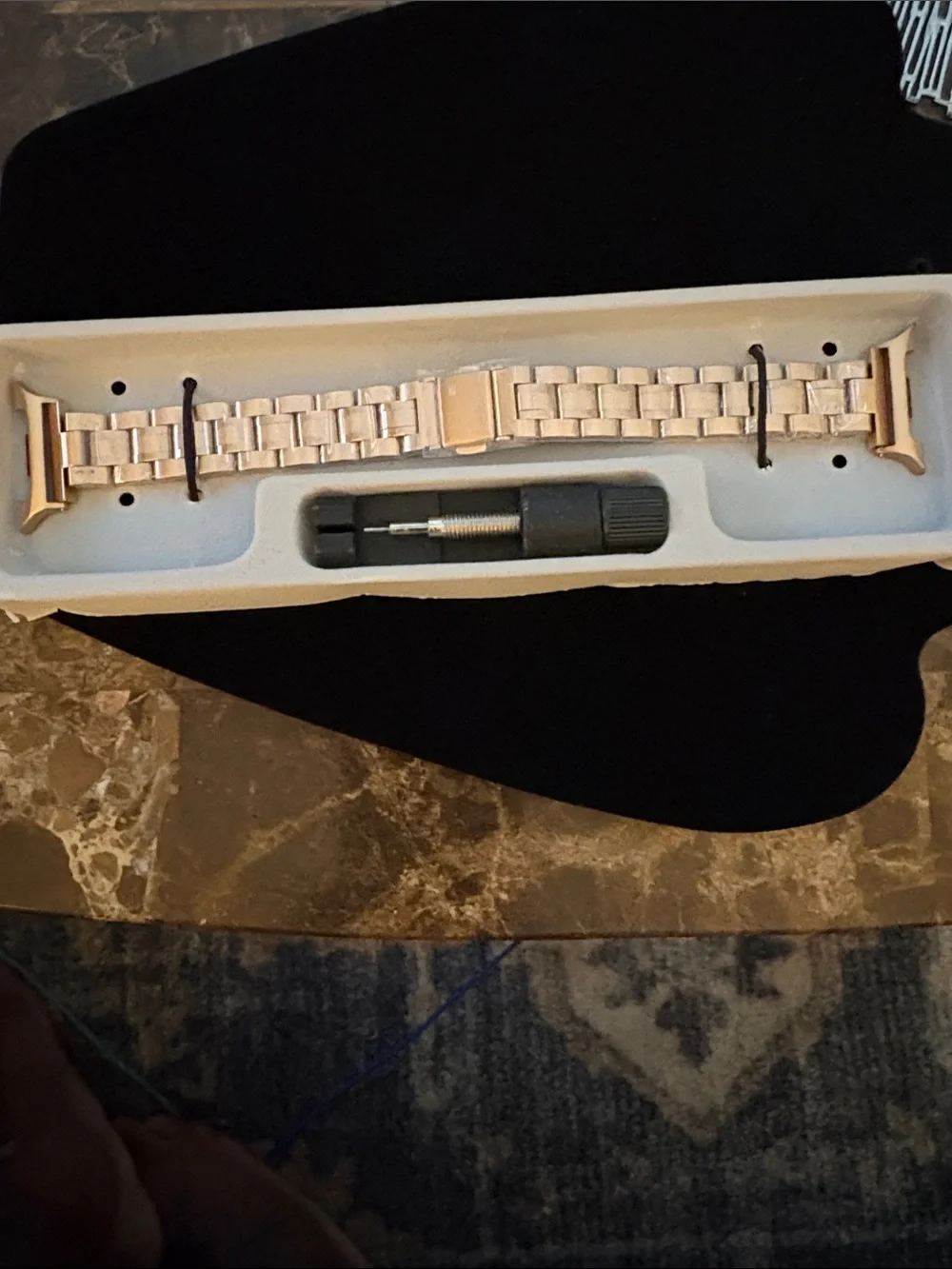Rose Gold Stainless Steel Galaxy Watch 8 Band with Quick-Release Adapter